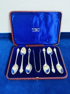 Set Of Silver William IV / Victoria Teaspoons & Sugar Tongs Sheffield Walker & H - Picture 1 of 12