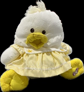 Vintage Fisher Price Puffalumps Duck Chick Plush 12 in Sailor Dress 1987 - Picture 1 of 5