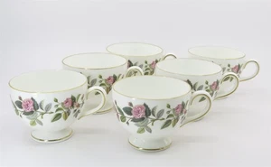 Wedgwood 'Hathaway Rose' Bone China Set of 6 Footed Teacups (No Saucers) - Picture 1 of 6
