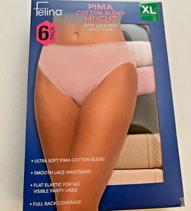 Felina 6 Stück Pima Baumwollmischung hochgeschnitten mit Spitzenborte Bund, Multi, XL - Bild 1 von 2