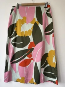 Boden A-Line Midi Skirt Size 12 R Cotton Floral Side Pockets - Picture 1 of 13