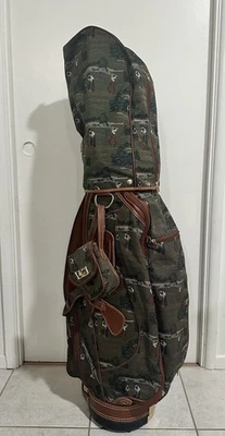 Винтажная сумка для гольфа гобелен Coach Collection Daiwa дождевик зеленая кожа - Изображение 1 из 4