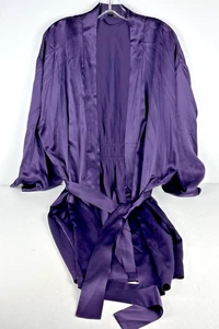 Accappatoio donna viola seta piccolo con cintura stile kimono cravatta fascia salotto - Foto 1 di 8