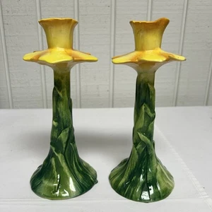 Set Vintage Ancora Portacandele Narciso Giallo Ceramica Italiana *Vedi Foto* - Foto 1 di 5