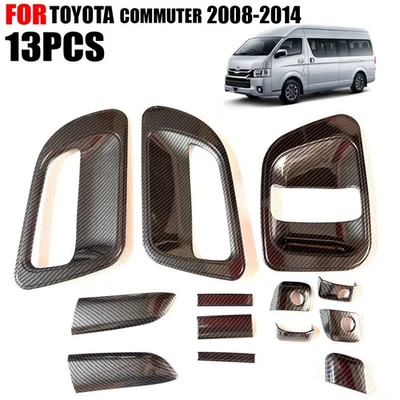 Door Handle Bowl Cover Carbon Trim Set For Toyota Hiace Commuter 2005-2018 - image 1 of 4