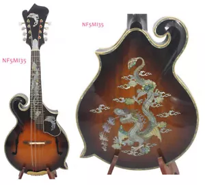 Alulu F5 style Mandolin Solid Maple wood & Spruce top, Dragon inlaid, NF5MI35 - Picture 1 of 8