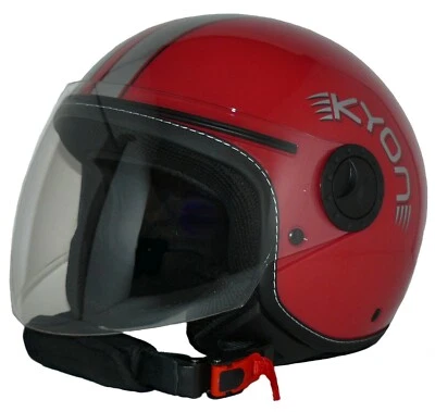 Jethelm Motorradhelm  H710-RT Rot mit Streifen langes Visier Größe XS-XL - Bild 1 von 4