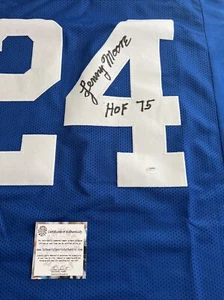 Lenny Moore Autographed Football Jersey HOF Baltimore Indy Colts (COA) - Picture 1 of 2