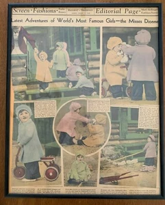 Rare Color 1936 Chicago Herald Examiner Newspaper Article THE DIONNE QUINTUPLETS - Picture 1 of 8