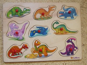 Eichhorn Setzpuzzle Steckpuzzle Holzpuzzle Dinosaurier 9 Teile - Bild 1 von 1