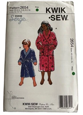 Kwik Sew Pattern #2654 Kids Robe XS-XL  Uncut - Image 1 of 2