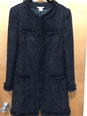 Grace Chuang New York Long Black Metallic Knit Jacket Blazer Women's Size Small - Image 1 of 4