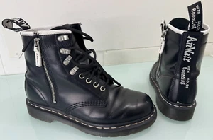 Dr. Martens 1460 Zipped HDW Boots Size Women's 8 Mens 7 Black Leather Y2K Grunge - Picture 1 of 12