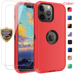 For iPhone 13/13 Pro Max Case Shockproof Rubber Cover+Glass Screen Protector - Picture 1 of 20