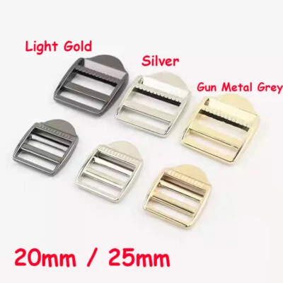 20mm 25mm Metal Ladder Lock Backpack Slide Buckle Webbing Fastener Adjuster - Image 1 of 4