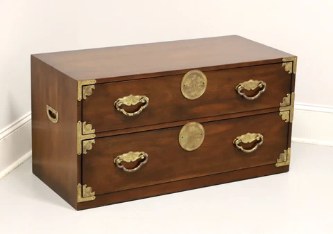 HENREDON Asian Japanese Tansu Campaign Style End of Bed Low Chest Cover