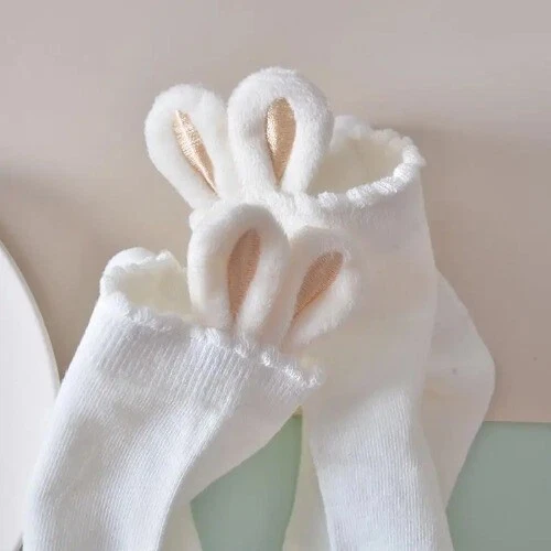  Lolita Socks Animal Ears Bunny Ears Warm Ladies Floor Sock Coral Half Velvet - Image 1 of 4