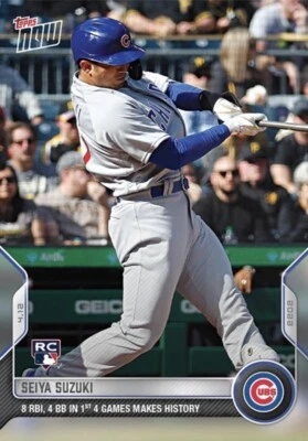 Seiya Suzuki ☆ 2022 MLB Topps Now Rookie Card 40 RC Cubs 8-RBI 4-BB SP PR 4592 - Image 1 of 2