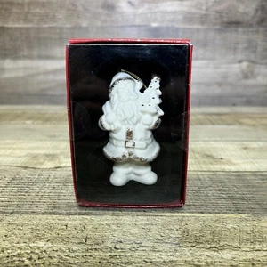 St Nicholas Square White Gold Porcelain Santa Ornament NIB - Picture 1 of 6