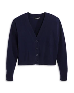 Aqua Cashmere Cardigan Girls XL(14-16) Peacoat V-neck Button Closure Long Sleeve - Picture 1 of 13