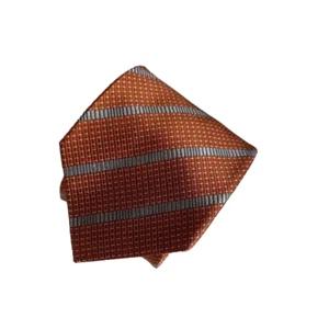 100% Silk Hombres Classic Line Tie Orange/Red Tone Stripe Two-Tone Soft Necktie - Picture 1 of 8