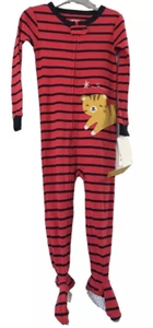 CARTERS 1 PIECE FOOTIE PAJAMAS RED AND BLACK WITH BABY TIGER SIZE 24M - Picture 1 of 4