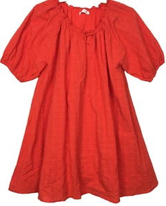 Zara Dress Girls 13-14 Orange Lined Short Puff Sleeve Knee Length Cottagecore - Picture 1 of 10