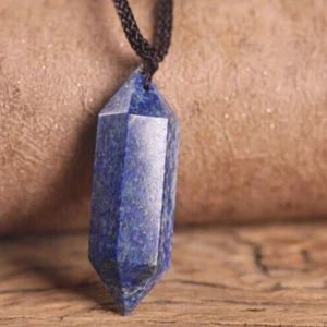 Natural Lapis Lazuli Pendant Healing Hexagonal Point Amulet Men Women Necklace - Picture 1 of 5