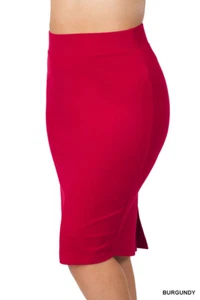 Falda lápiz recta cintura elástica hasta la rodilla 1X,2X,3X - Imagen 1 de 12