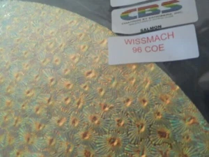 Vidrio dicroico: CBS 96 COE salmón sobre florentino delgado transparente - 3" cuadrado - Imagen 1 de 1