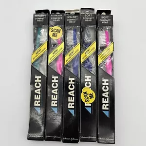 Lote 5 Cepillos de Dientes Johnson & Johnson REACH De Colección Extra Suave Tamaño Compacto Cabezal 1993 - Imagen 1 de 11