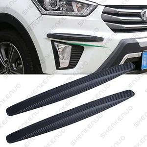 Pair Carbon Fiber Pattern Front Rear Bumper Corner Extended Protector Lip Guards - Foto 1 di 9