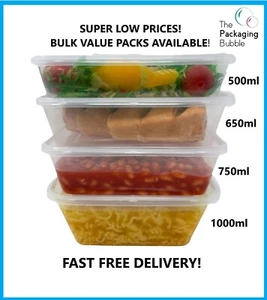 Plastic Food Containers & lids Takeaway Microwave Freezer Safe Storage Boxes - Picture 1 of 21