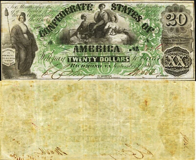 Lot #5 Four **Reproductions** Confederate States Notes T17, T18, T19, T20 - Image 1 of 4
