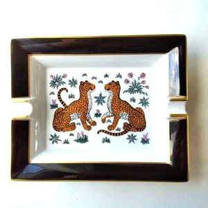 HERMES Square Plate Ashtray Leopard Print Ceramic Modern Home Decor Limited - Picture 1 of 9