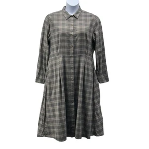 Uniqlo Damen Hemdkleid mit Knöpfen Größe Large kariert Flanell klassisch dunkel akademisch - Bild 1 von 18