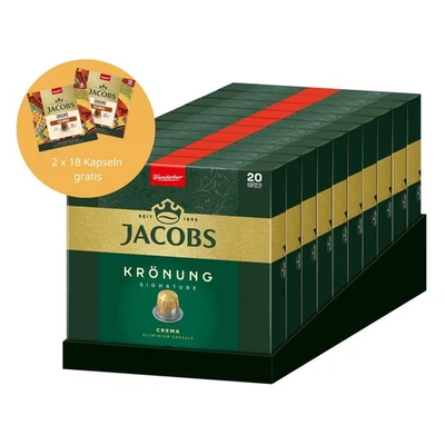 JACOBS Kapseln Krönung Crema 200 Nespresso®* kompatibel 10 x 20 + 2x Colombia - Bild 1 von 4