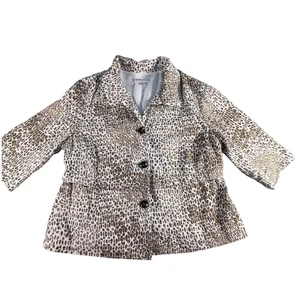 Pendleton Plus Size 1X Animal Print 3/4 Sleeve Button Front Jacket Blazer - Picture 1 of 14
