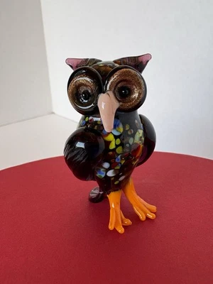 Fitz and Floyd Glass Menagerie Owl Figurine Blown Glass - Image 1 of 4