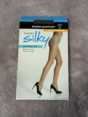 🎅🏻 Pantimedias Secret Silky Control Top Puntera Transparente Soporte Ligero Pierna Apagada Negra B Foto 1 de 2