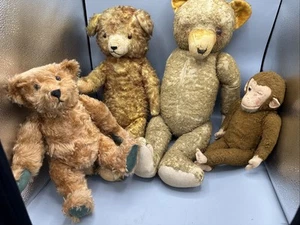 3 Alte Teddys Bären Rübi Groß Sammler Vintage Brummstimme Mohair Hermann? Affe - Bild 1 von 18