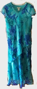 womens Miss Dorby flowered dress size 12 teal & dark blue - Picture 1 of 3
