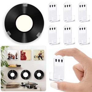 12Pcs Clear Vinyl Self Adhesive Album Record Holder Display Shelf Wall Mount - Imagen 1 de 8