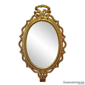 Vintage Rococo Baroque Gold Gilded Oval Wall Mirror - Picture 1 of 10