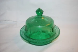 WIRKLICH SELTENE GREENTOWN GRÜNE TRÄNE & QUASTE EAPG BUTTERDOSE UM 1900 - Bild 1 von 8