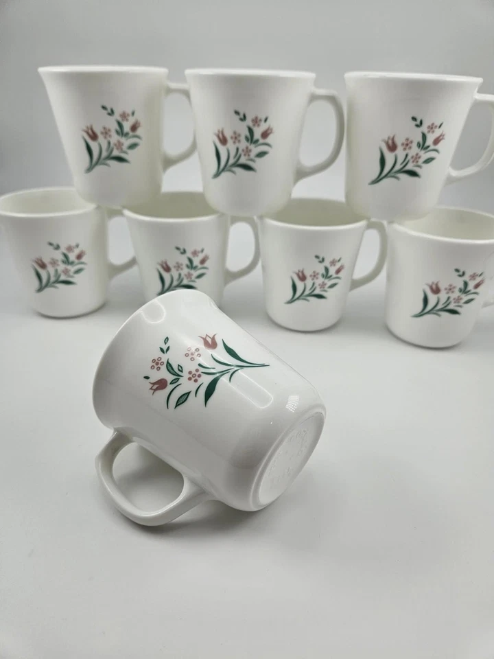 ​Juego de 8 tazas Corning Corelle Rosemarie florales rosa tulipán EE. UU. Foto 1 de 4