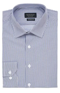 New Mens Dress Shirt Blue Stripe Tailored Slim Fit Wrinkle Free Cotton AZAR MAN - Picture 1 of 4