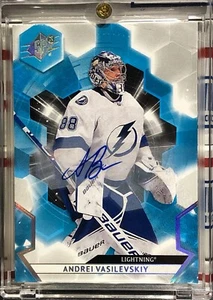 2020-21 UPPER DECK SPX ANDREI VASILEVSKIY, #68, AUTO, STANLEY CUP CHAMP BOLTS  H - Picture 1 of 2