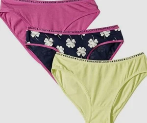 $81 Lucky Brand Girls Purple Green Hipster Bikini Bottom Underwear 3-Pack Size S - Picture 1 of 1