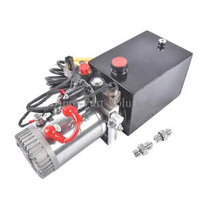 6 Quart Hydraulic Power Unit 12V Double Acting Hydraulic Dump Trailer Pump SAE#6 - Picture 1 of 12